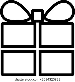 Gift Box Icon with Ribbon Transparent Background