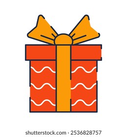 Gift box icon with ribbon. Vector illustration