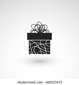Gift box icon with ribbon, wrapping pattern design vector illustration