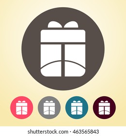 Gift Box Icon in round shape.