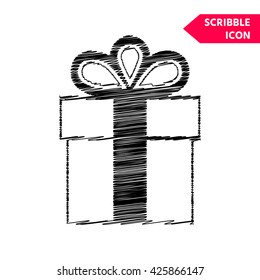Gift box icon. Scribble icon for you design.
