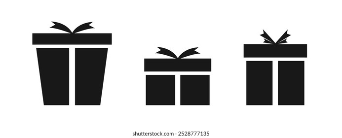 Conjunto de iconos de caja de regalo. Cajas de regalo con iconos de cinta. Símbolo de Vector de ilustración de icono de regalo de Navidad