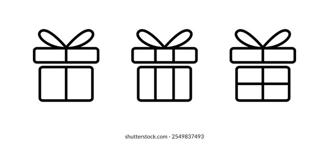 Gift box icon set. Gift boxes outline style. Vector illustration