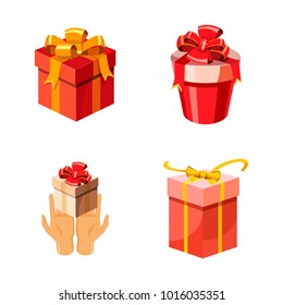 Gift box icon set. Cartoon set of gift box vector icons for web design isolated on white background