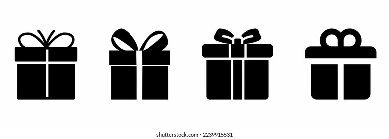 Gift box icon set. Christmas gifts. Gift box flat style collection. Stock vector.