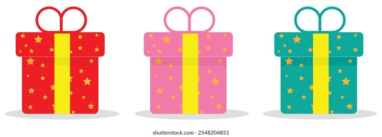 Conjunto de ícones de caixa de presente. Natal ícone da caixa de presente ilustração vetor no fundo branco eps 10.