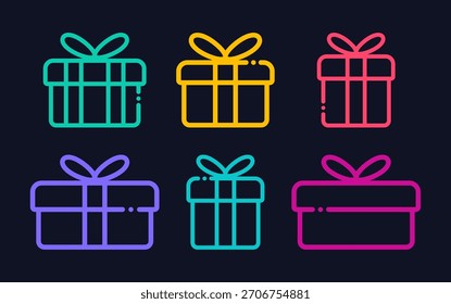 Conjunto de ícones de caixa de presente. Ícone de presente de Natal