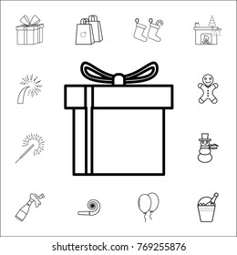 gift box icon. Set of Christmas and New Year icons. Signs, outline symbols collection, simple thin line icons for websites, web design, mobile app on white background