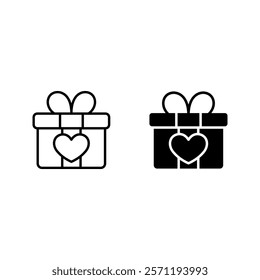 gift box icon set color editable