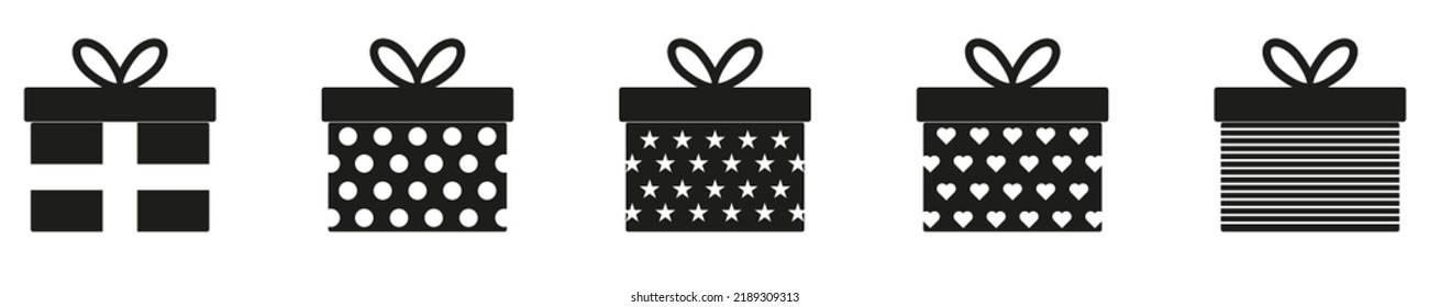 Juego de iconos de la caja de regalo. elemento de diseño Relacionado con navidades o regalos de cumpleaños.  Elementos aislados del vector.