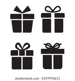 Gift box icon set. Editable stroke eps 10.