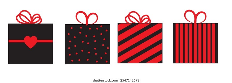 Gift box icon set. Gift box for the holiday. Abstract Gift Boxes Collection Set logo Vector Design Icons Symbol Illustration. Vector Illustration.  333