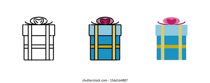 Gift Box icon set isolated on white background for web design