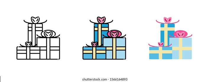 Gift Box icon set isolated on white background for web design