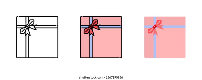 Gift Box icon set isolated on white background for web design
