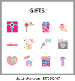 Gift box icon set isolated on white background for web design