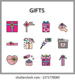 Gift box icon set isolated on white background for web design