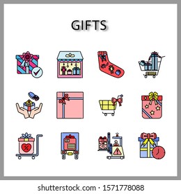 Gift box icon set isolated on white background for web design