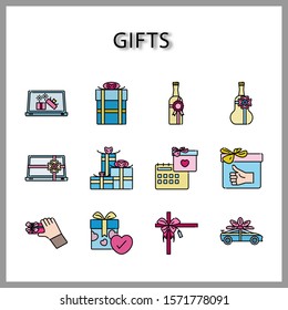 Gift box icon set isolated on white background for web design