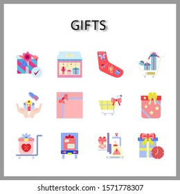 Gift box icon set isolated on white background for web design