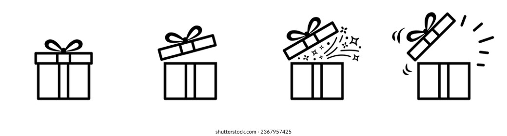 Gift box icon set. Present gift wrapping symbol. Christmas gift icon illustration vector symbol. Vector isolated elements. Vector illustration.