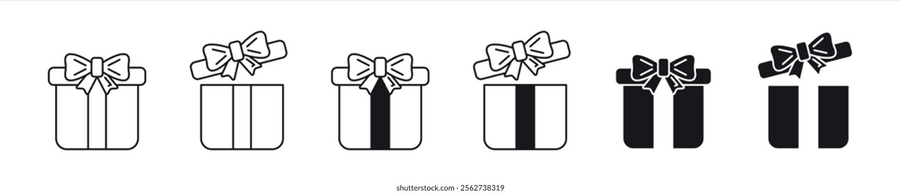 gift box icon set. present gift box, gift box open, surprise present icon. vector illustration