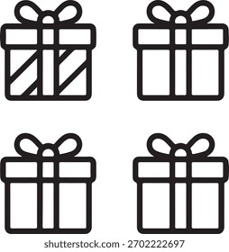Gift box icon set with ribbon on white background present vector