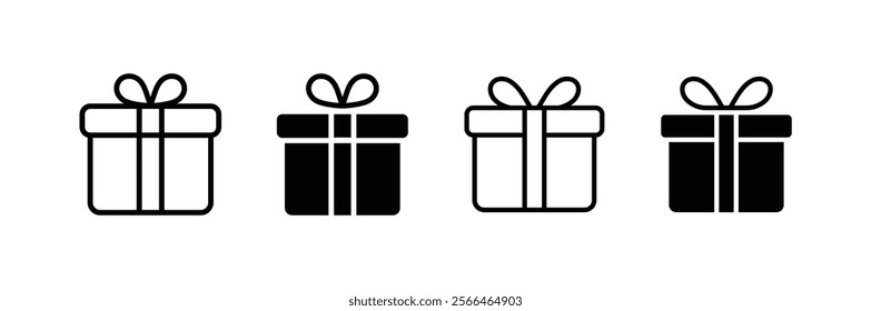 Gift box icon set. Surprising gift box, Gift wrapping simple black style symbol sign for apps and website, vector illustration.