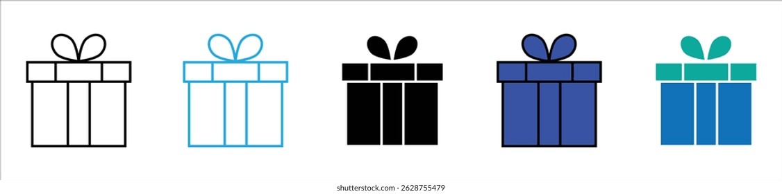 Gift box icon set. Surprising gift box, Gift wrapping simple black style symbol sign for apps and website, vector illustration.