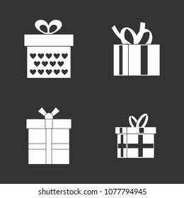 Gift box icon set vector white isolated on grey background 