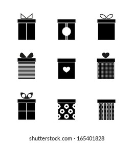 Gift box icon set. Vector illustration