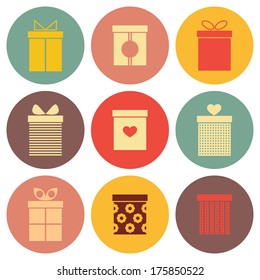 Gift box icon set. Vector illustration