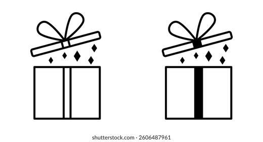 Gift Box Icon Set. Gift Box Vector Icon in line style design. Gift Box Symbol. Vector illustration.
