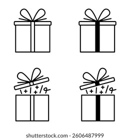 Gift Box Icon Set. Gift Box Vector Icon in line style design. Gift Box Symbol. Vector illustration.