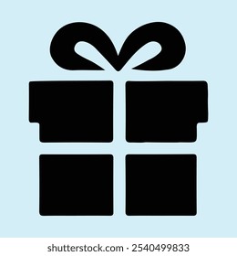 Ilustración vectorial de la silueta del icono de la caja de regalo. Navidades y Año Nuevo. Un alegre Santa sosteniendo un gran logotipo de caja de regalo Ilustración de Arte vectorial de silueta. Navidades, Santa, vacaciones