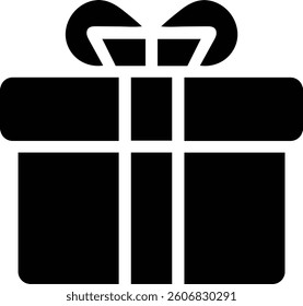 Gift box icon, silhouette vector image