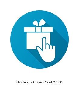 Gift box icon. Simple illustration with long shadow isolated for graphic and web design.
