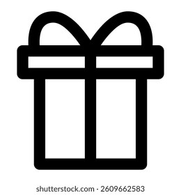 Gift box icon with simple and line style