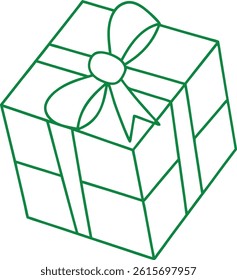 Gift Box Icon Simple Line Drawing Black and White Illustration