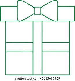 Gift Box Icon Simple Line Drawing Black and White Illustration