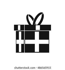 Gift in a box icon in simple style isolated on white background. Holiday symbol vector illustration