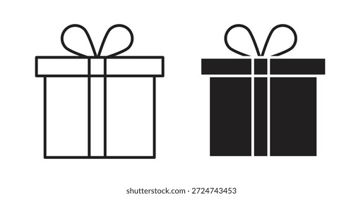 Vectores simples del icono de la caja de regalo en negro, convenientes para los proyectos