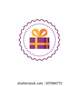 Gift box icon, special present idea. Flat design vector illustration. Celebration event, surprising gift