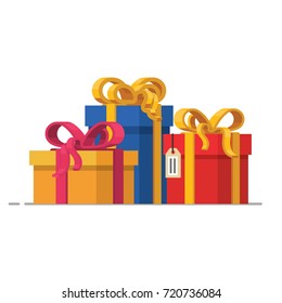 Gift box icon, special present idea. Flat design vector illustration. Celebration event, surprising gift