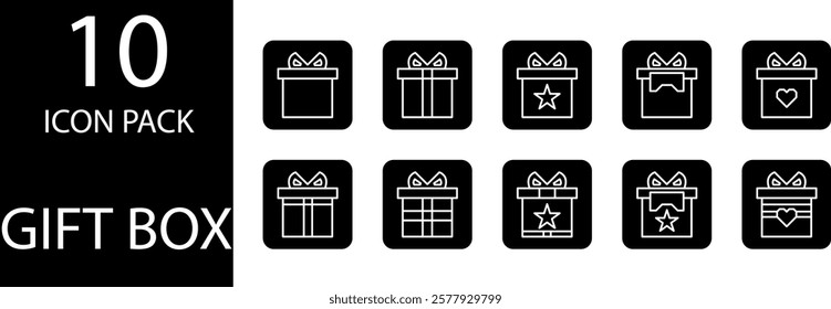 The gift box icon is square with a large ribbon decoration that attracts attention.