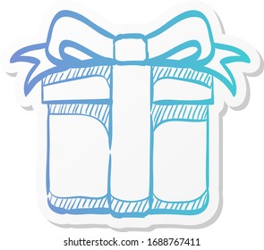 Gift box icon in sticker color style. Prize birthday Christmas holiday