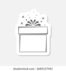 Gift box icon sticker isolated on gray background