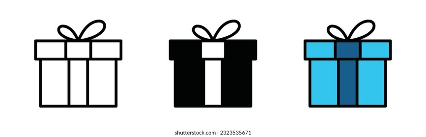 Icono de la caja de regalo. Sorprender las navidades presentes o el símbolo del icono de la caja de regalo de cumpleaños en línea y estilo plano con trazo editable para aplicaciones y sitios web. Ilustración del vector