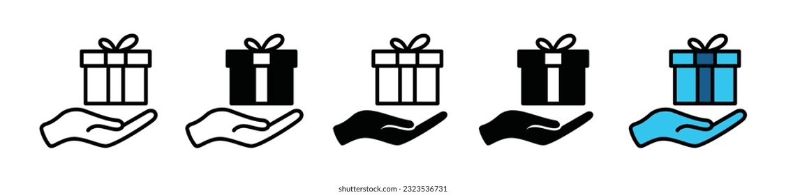 Gift box icon. Surprise present christmas or birthday gift box icon symbol in line and flat style with editable stroke for apps and websites. Vector illustration