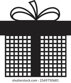 Gift box icon. Surprising gift box, Gift wrapping simple black style symbol sign for apps and website, Gift box for birthday, valentine, wedding event, party, celebration, and achievement success.